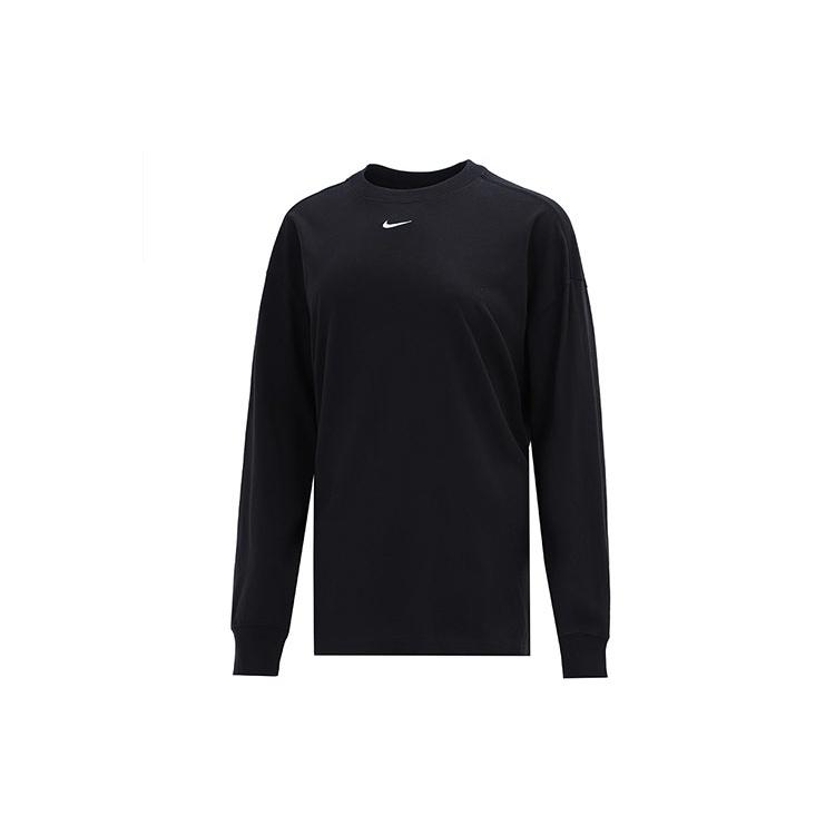 (WMNS) Nike Sportswear Essential Logo Printing Round-neck Sweateshirt Black Women s DM6233-010 L