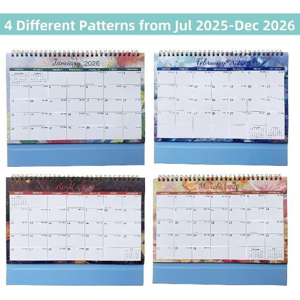 2026 Desk Calendar, 12 Months Standing Flip Calendar,JAN 2026 - DEC 2026, 10" x 8.3", Thick Paper, Strong Binding, Stand Up Calendar, with Memo Pages