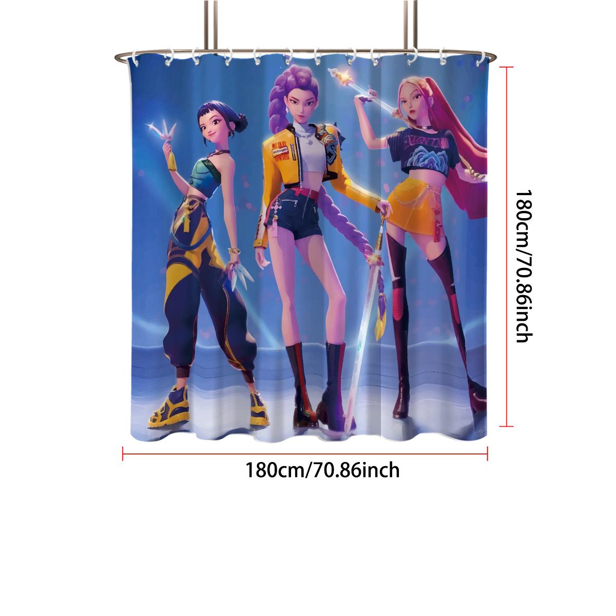 

1 шт. Звезда женской группы Сценический принт Водонепроницаемая занавеска для душа Перегородка Приватность Подвесная занавеска 12 крючков Разные размеры Машинная стирка 90x180cm