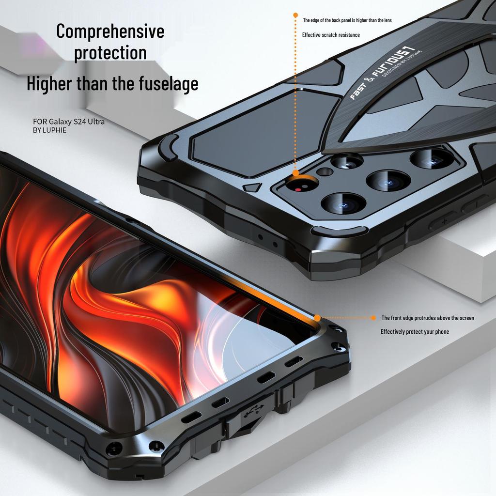 Samsung S25 Ultra Stoßfeste Metall-Handyhülle - Feuchtigkeitsgeschützt, Trendiges Design, Schützende Hülle