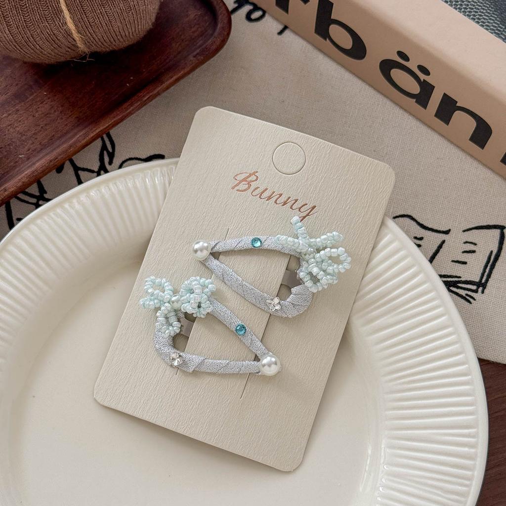 Korean Pearl Bow Rhinestone Love Hairpin Hair Ring High-end Temperament Does Not Hurt The Side of The Hair The Girl's Hairpin