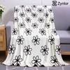 Outline Flower Cartoon Anime Print Flannel Blanket Soft Warm Throw for Kids Bedroom Sofa Bed Christmas Office Car