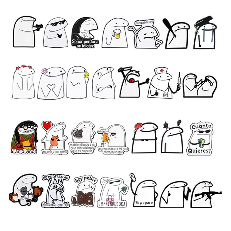 Funny Flork Meme Enamel Pins Dollar Money Banknotes Spanish Quotes Cuánto Quieres Brooches Lapel Badge Jewelry Gifts for Friends