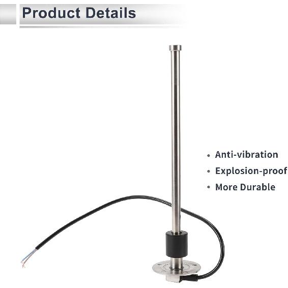 1set Fuel Sending Unit and Gauge Kit 11.81" Length Boat Fuel Sending Unit Marine Fuel Sender Unit Black Silver Tone Metal 0-190 Ohm