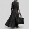 European and American street retro collar temperament denim dress women's summer new high-end foreign-style waist dress