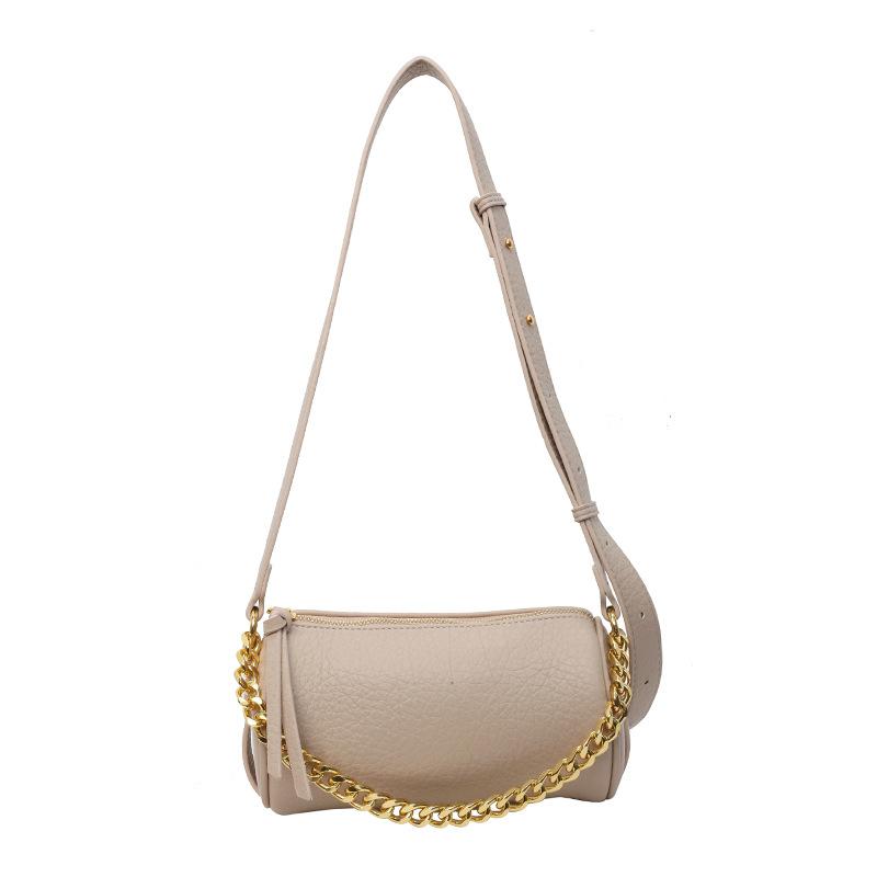 Large capacity messenger bag texture cylinder bag new spring and summer fashion simple small bag shoulder bag