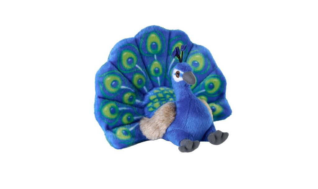 Wild Republic Cuddlekins Mini Peacock Plush Soft and W22 X D14 X H17cm Toy, Recycled, (Product Code 28547)