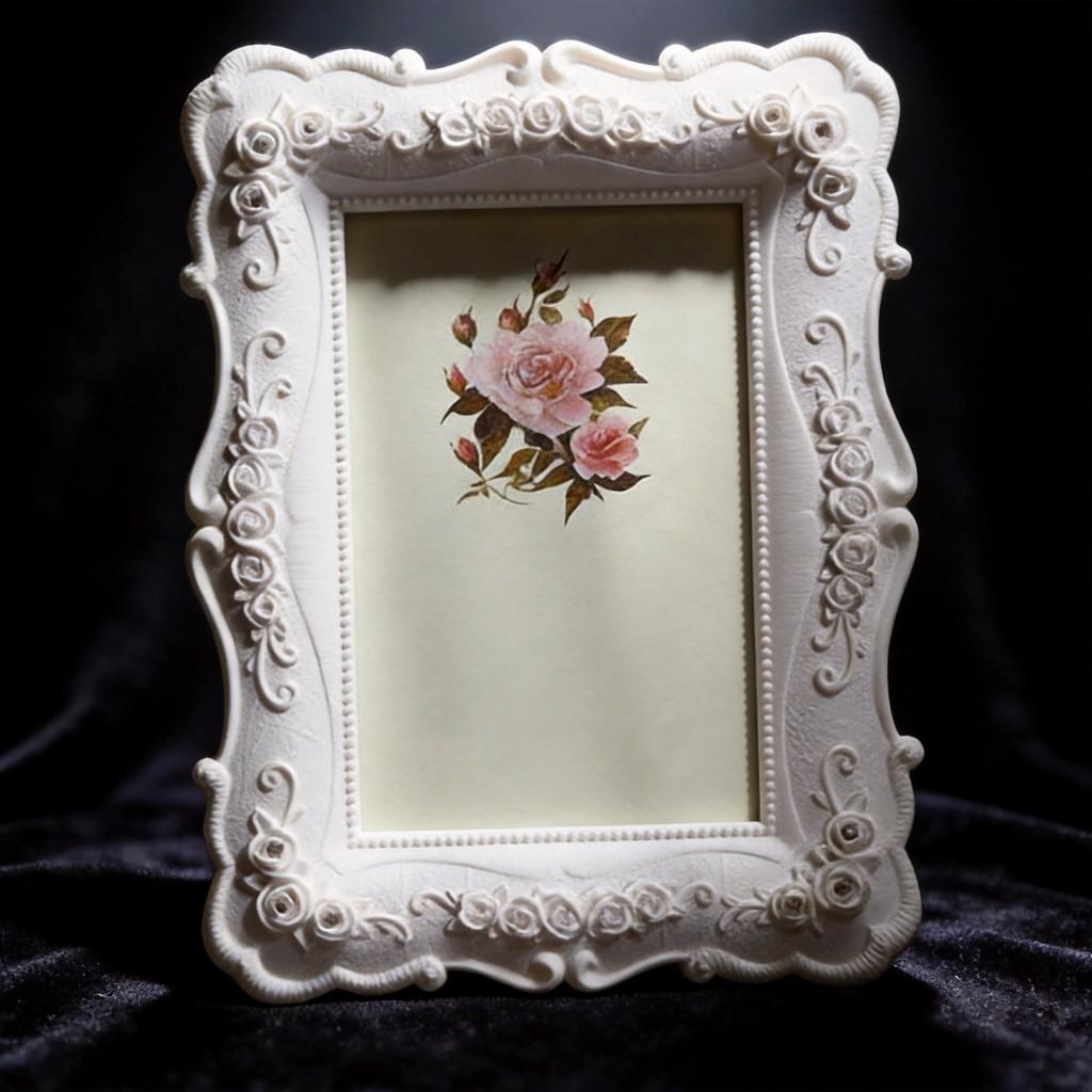 Vintage Resin Photo Frame With Gold Embossed Rose Pattern For Christmas And Anniversary Gifts