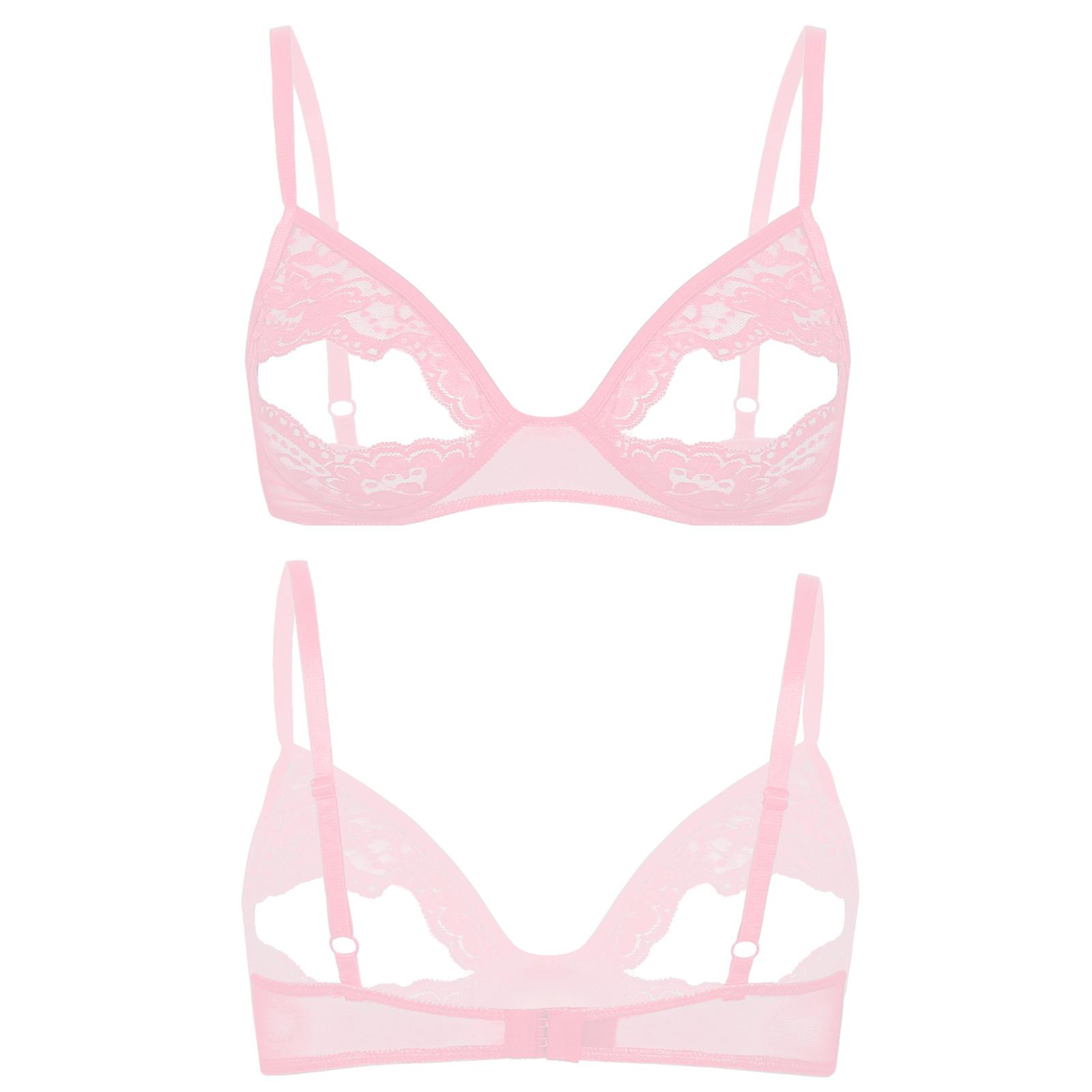 

Жіночий прозорий бюстгальтер без підкладки без підкладки з видаленим бюстгальтером L рожевий