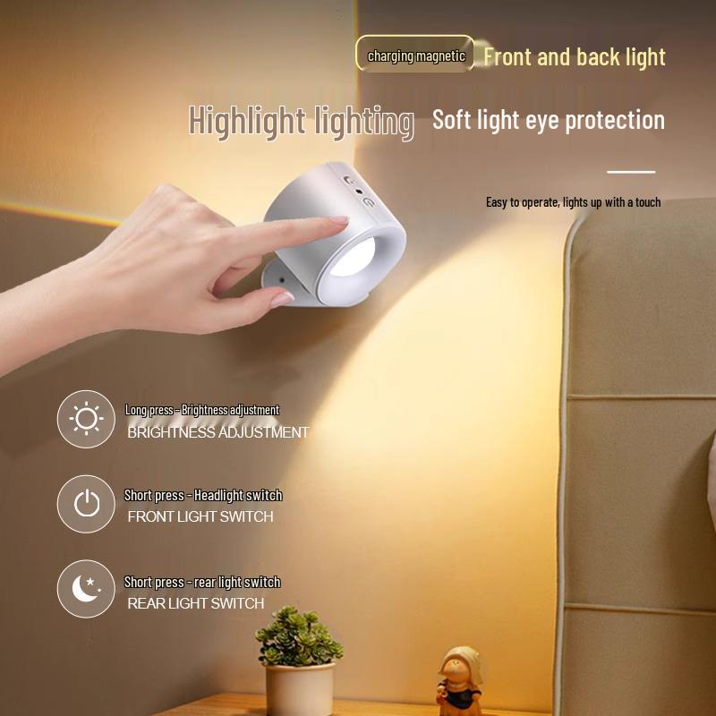Rechargeable Wireless No-Drill Magnetic Bedside Reading Light with Remote Control