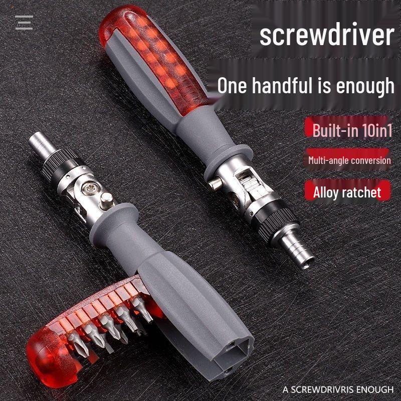 Multi-Angle Ratchet Screwdriver Set: 10-in-1 Phillips, Slotted, U-Type, Triangle Repair Tools