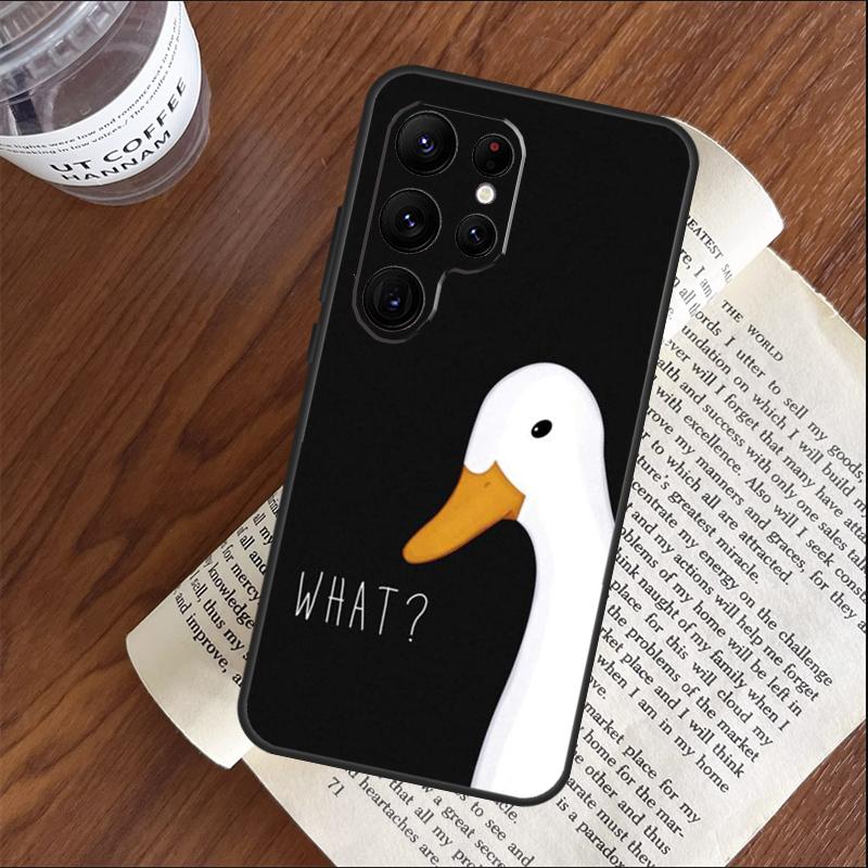 Cartoon Cute Goose Phone Case For Samsung Galaxy S25 S24 S23 S22 S21 Ultra S9 S10 S20 Plus S24 FE Funda Cover