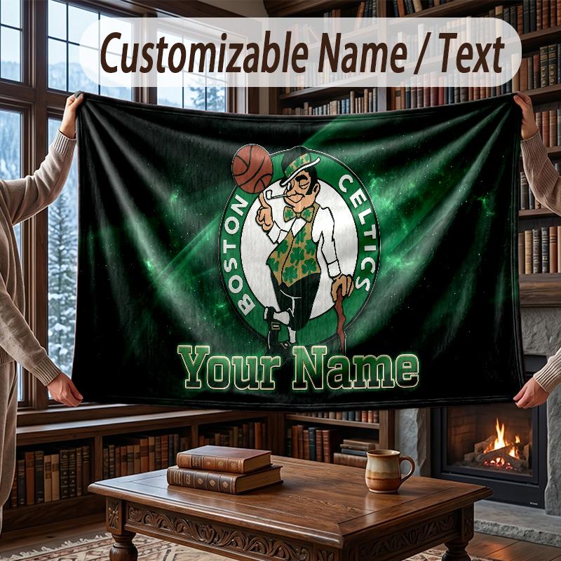 Custom Name Flannel Throw Blanket Celtic FC Pattern Warm Home Decoration