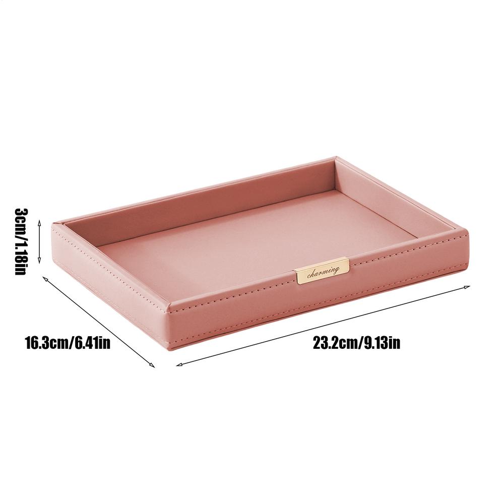 Leather Tray Desk Tray Multifunctional Bedside Organizers Table Jewelry Watch Holder for Changes Key Phone Glasses Home Decor