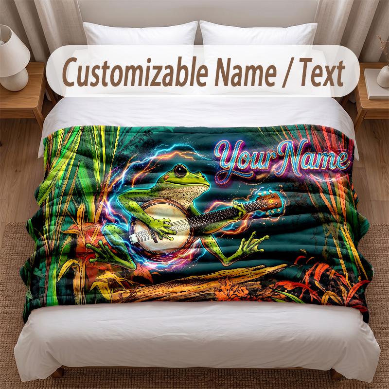 Music General Theme Soft Blanket Personalized Custom Name Text Print Warm Blanket Home Sofa Bedroom Decor