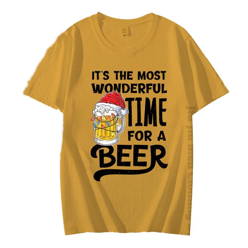 

It s The Most Wonderful Time for A Beer Shirt Men T-Shirt Christmas Beer Print Tops Women Short Sleeve Oversize Men Tees Brand Tees 4XL