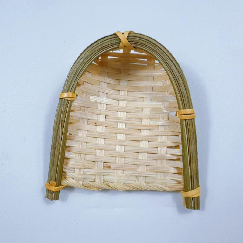 Bamboo Woven Dustpan Small Winnowing Basket Woven Craft Miniature Wall Decoration Photography Prop