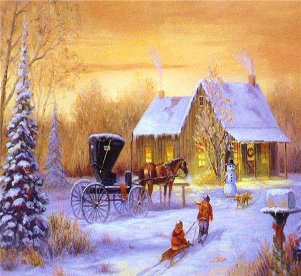 RUOPOTY Painting By Numbers Winter Landscape Hand Painted Art Gift DIY Picture By Number Christmas Kits Home Decoration