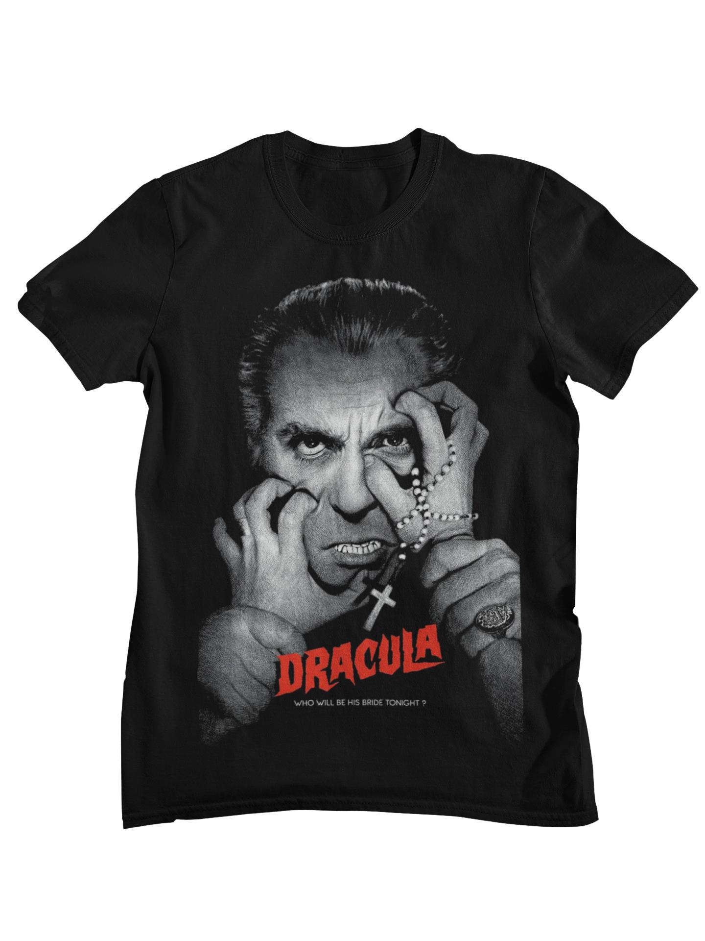 Dracula Classic Vampire Horror Movie Retro Poster Graphic TShirt Unisex Women Casual Cotton Streetwear Tops XL