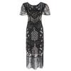 1920s Gatsby Sequined Evening Gown with Tassels