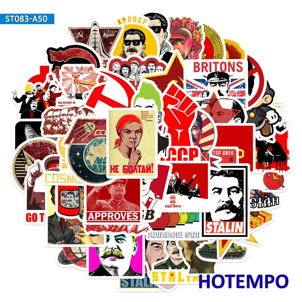 50Pcs Stalin Ussr Cccp Retro Slogan Cool Funny Stickers For Phone Laptop Notebook Luggage Guitar Skateboard Bmx Bike Car Sticker