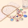 Metal Chain Enamel Floral Necklace Layered Bohemian Collarbone Chain Flower Pendant Necklace  Gift