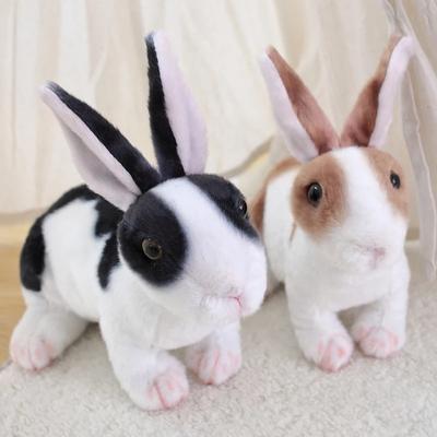 Realistic Cute Plush Rabbits Lifelike Animal Bunny Simulation Rabbit Toy Photo Props Model Birthday Gift for Kids Baby