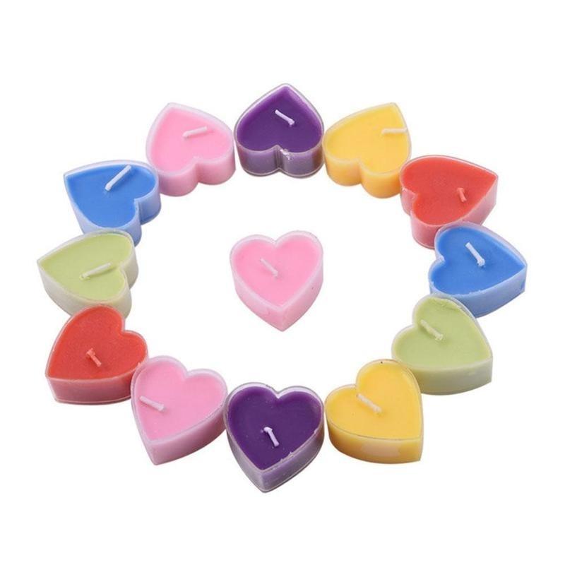 9pcs/set Heart Shaped Candles Scented Candles Wedding Decoration Valentine's Day Gift Romantic Marriage Paraffin Wax Candles