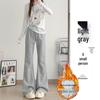 Women's High-Waisted Fleece-Lined Micro-Flare Sweatpants - 2025 Spring/Autumn/Winter Collection: Slimming, Casual, Thickened Flare Pants.