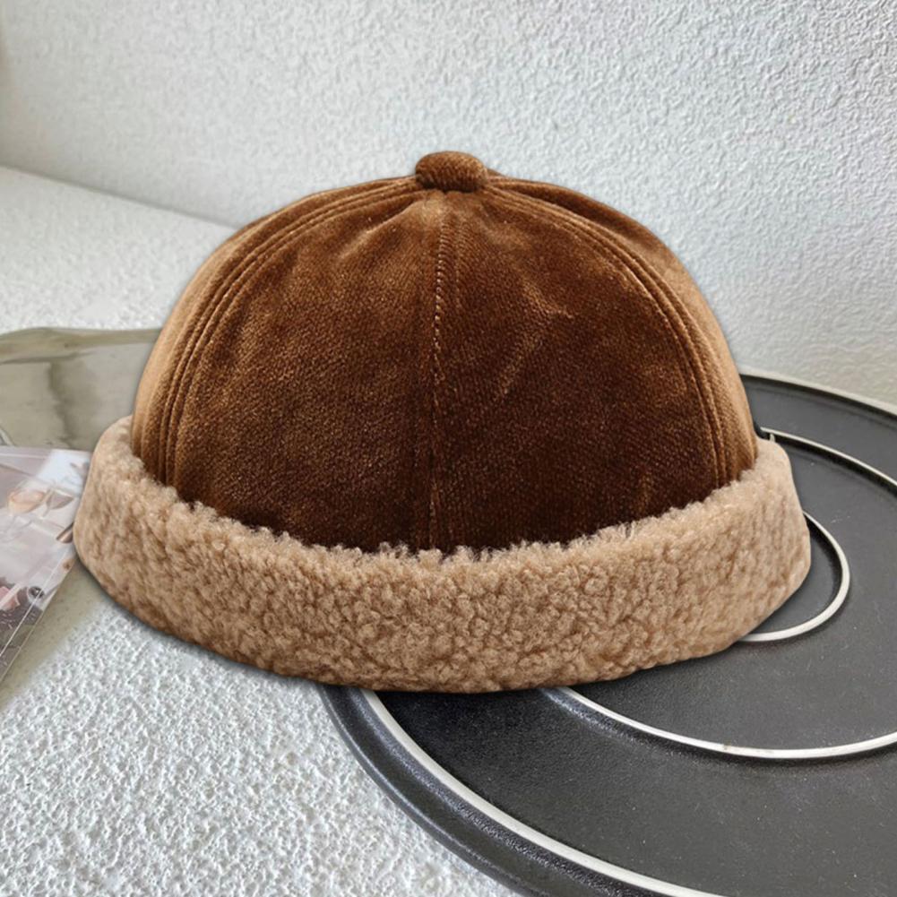 Beanie-Mütze, verdickte Wintermütze, Verschlussbandmütze, Damenmütze, verdickte Plüschmütze ohne Krempe