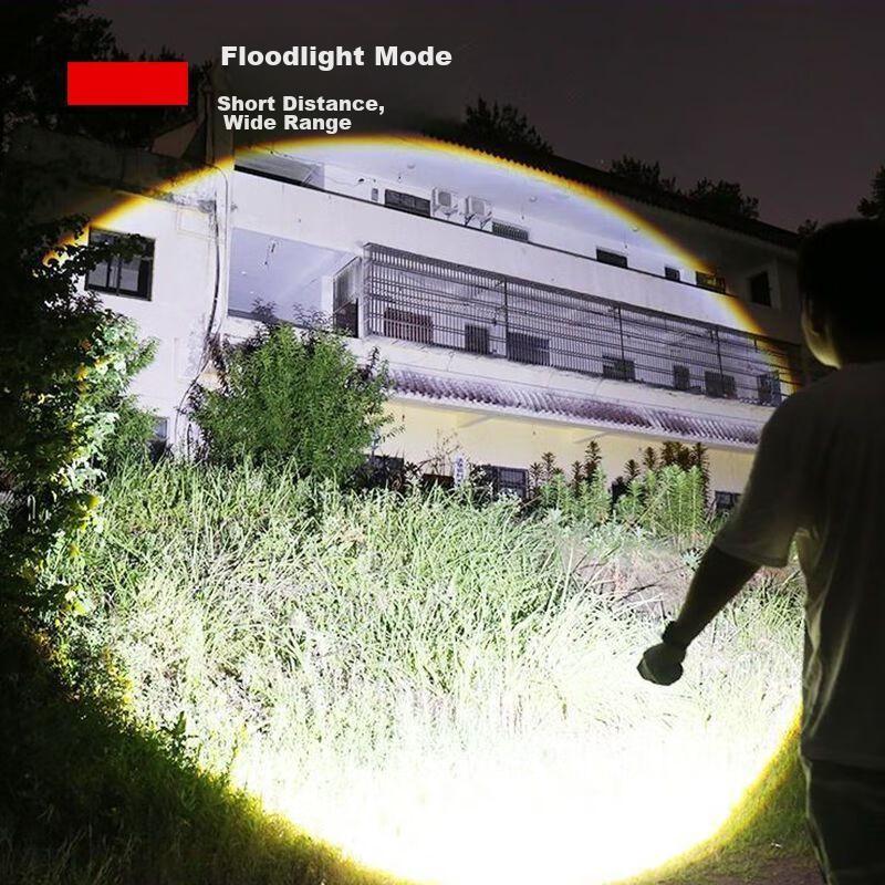 High-Intensity Flashlight with Zoom, Long-Range Ultra-Bright Outdoor Patrol Cycling Searchlight, Rechargeable Home Emergency Light for Power Outages