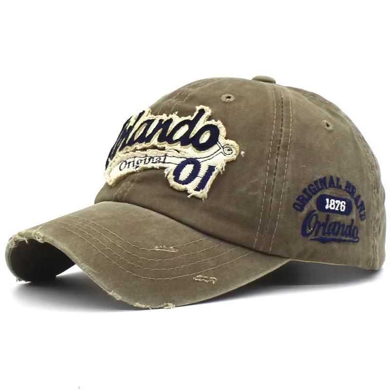 2025 New Fashionable Washed Orlando 01 Embroidered Baseball Hat Men's Sports Hip Hop Hat Women's Leisure Outdoor Sunscreen Hat