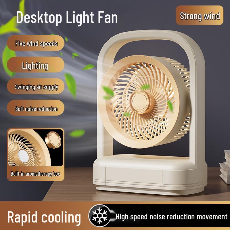 USB Rechargeable Desk Fan with Light for Home, Bedroom & Dormitory