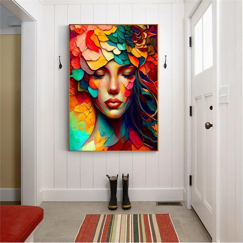 Figure Oil Painting Flower Woman Abstract Canvas Painting Printing Poster Wall Art Picture For Living Room Home Decor No Frame