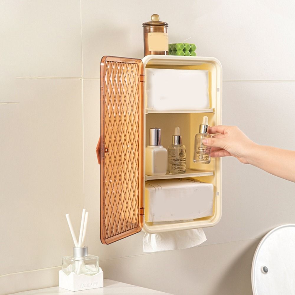 Large Capacity Cosmetic Storage Box Wall Mounted Medicine Storage Box  Over Toilet