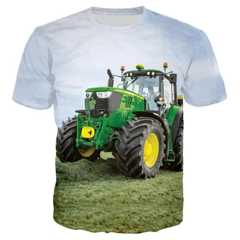 Cool 3D Tractor Print Kids Clothes Boys Tshirt Short Sleeve Fashion Children Summer Clothes Outdoor Active Children's Clothing