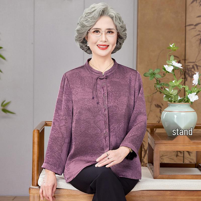 

Chinese Style Summer Loose Top for Middle-Aged and Elderly Women 5XL (145-160 jin)