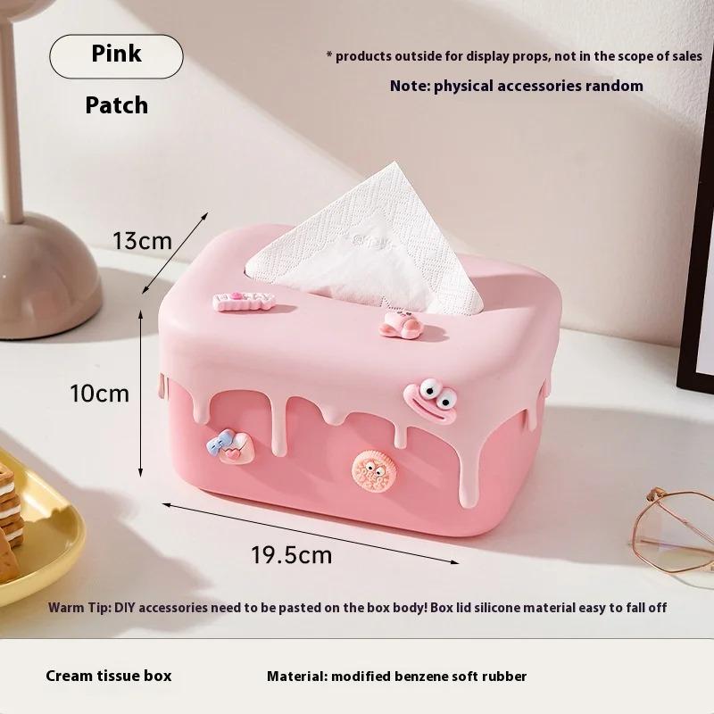 Portable Tissue Box Living Room Desktop Storage Paper Box Dopamine Creative Paper Towel Storage Box Household Daily Necessities