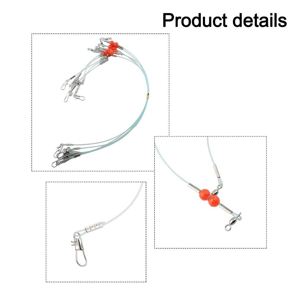 6pcs Stainless Steel Fishing Leader Rigs Fishing Wire Fishing Rigs with Snap Perch