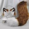Handmade Faux Fur Fox Ears Headband Realistic Plush Fox Tail Cosplay Accessory for Lolita Halloween Party Photo Shooting