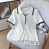 2026 Summer College Style Color Block Polo Knit Sweater - Slimming, Simple, and Chic