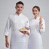 Unisex-Kochuniform mit Brusttasche, Stehkragen, langärmelig, zweireihig, Kochhemd