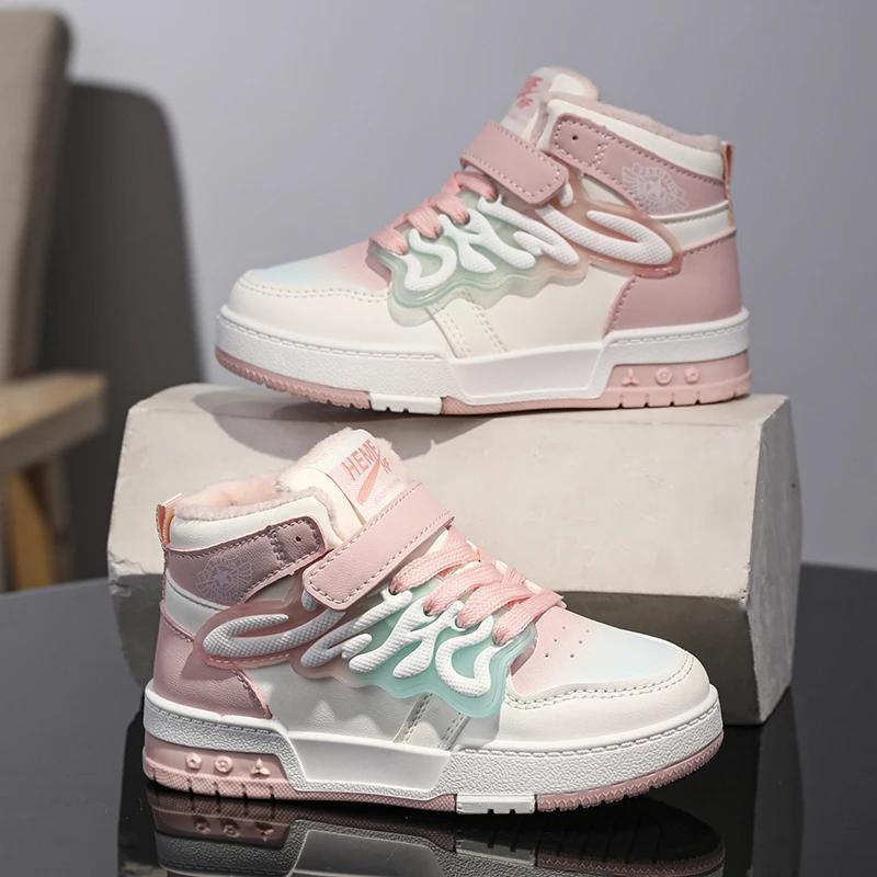 Children's Walking Shoes High Top Winter Warm Casual Shoes Fashiona Outdoor Sports Classical Luxury Designer Kids Sneakers