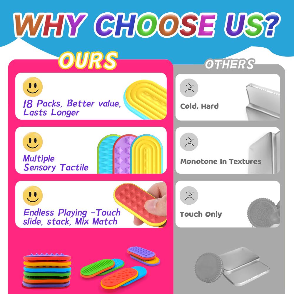 12Pcs/Set Sensory Magnet Toy Silicone Magnetic Slider for Autism Anxiety Stress Relief Toy