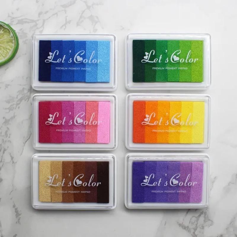1 szt. DIY Sześciokolorowa Gradientowa Poduszka do Stempli Malowanie Odciskami Palców Poduszka z Tuszem do Pieczęci