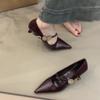 One Word with Temperament Low Heel Thin Heel Single Shoes Women's 2025 Spring and Autumn New French Pointed Commuter Versatile Mary Jane Shoes