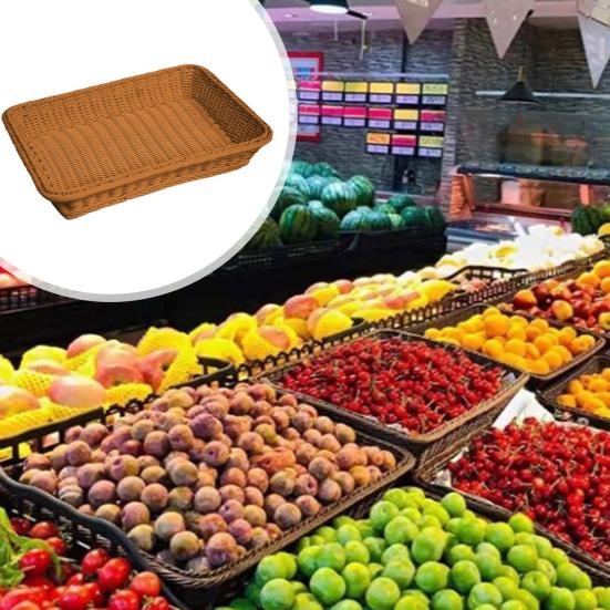 Yousheng Woven Fruit Basket Stackable Easy Clean Bread Storage Baskets Handmade Storage Bin for Pantry Kitchen Table Rustic Home Decor