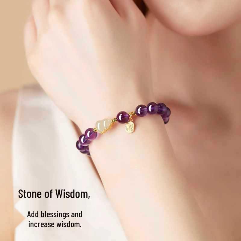 2025 Popular Uruguay Amethyst Imitation Bracelet for Women with Nine Purple Li Fire Gourd and Fu Card Crystal Jewelry