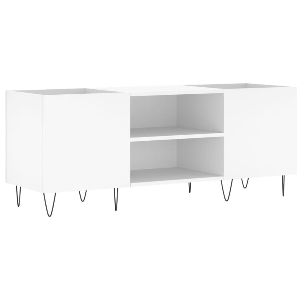 Record Cabinet White 121 x 38 x 48 cm Engineered Wood