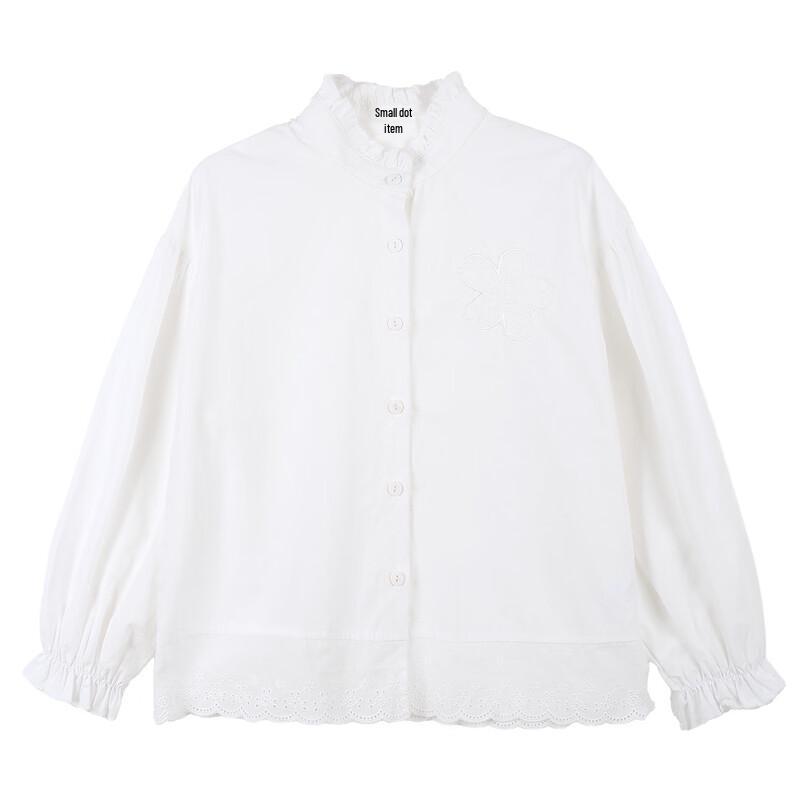 Girls' Cotton Lace-Hem Casual Shirt